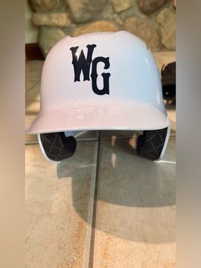 White Batting Helmet with Black WG Logo Size S/M